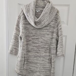 Garnet Hill Marled Cream Cowlneck Sweater Tunic